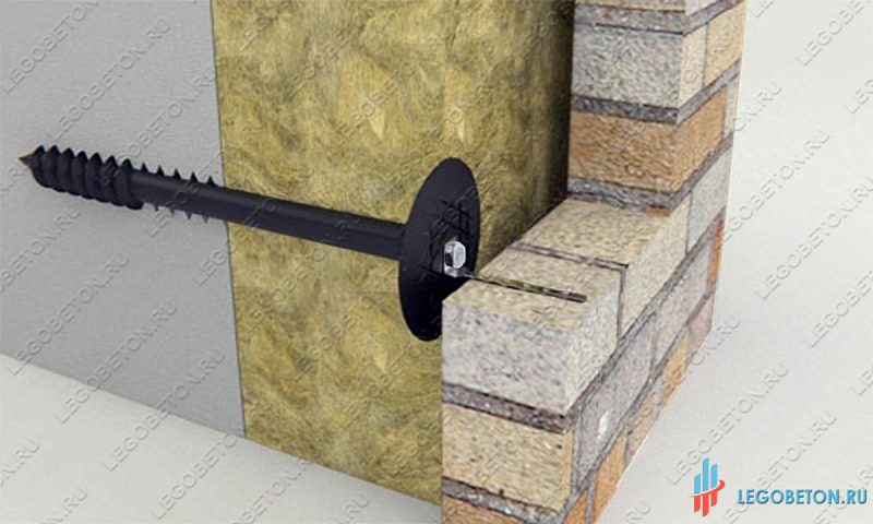 Шуруп для газобетона - гибкая связь-1 Полиамидный шуруп для газобетона - крепление теплоизоляции и гибкая связь
