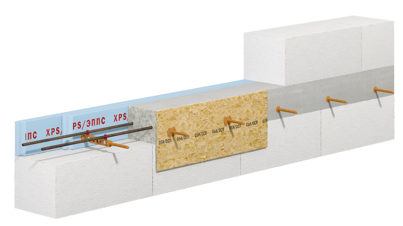 применение несъемной стяжки опалубки СВТ-2 для армопояса