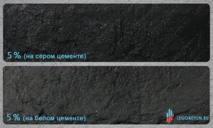 образец окраски - черный пигмент TC-778 (5 %) на сером и белом цементе