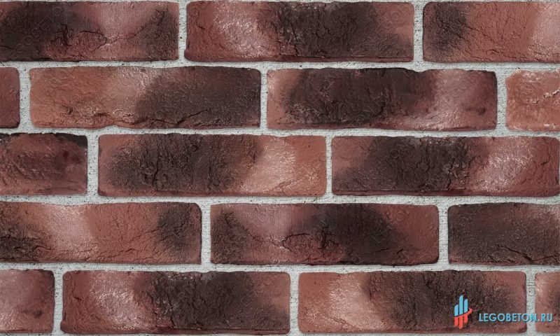 плитка под кирпич "Заводской" - Красный-R010 фасадная плитка под кирпич "Заводской" с комбинированной обьемно-поверхностной окраской под "Седину" - R010