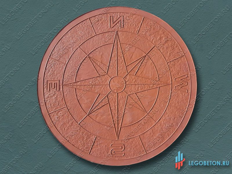 штамп для печатного бетона Роза ветров (Компас) полиуретановый (профессиональный) купить в Москве