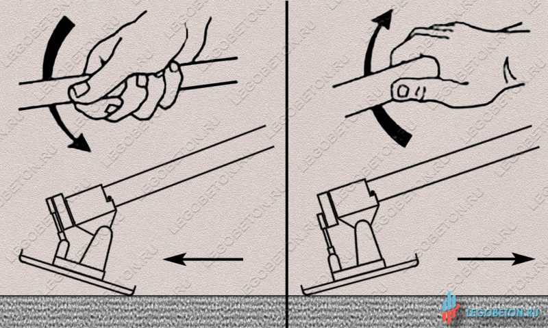 реверсивная гладилка для бетона с поворотным узлом