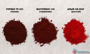 сравнение сухих красных пигментов