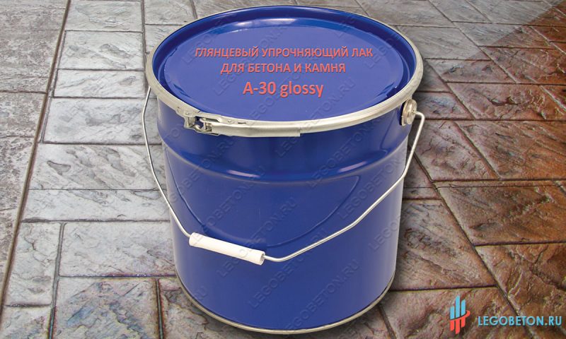 Глянцевый упрочняющий лак для бетона и камня A-30 glossy (акриловый) Купить в Москве глянцевый упрочняющий лак для бетона и камня A-30 glossy с эффектом мокрого камня